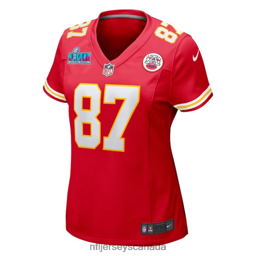 Women Kansas City Chiefs Travis Kelce Nike Red Super Bowl LVII Patch Game Jersey Clothing NFL TBXFR625