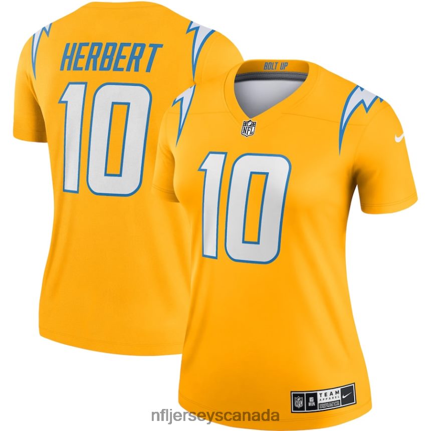 Women Los Angeles Chargers Justin Herbert Nike Gold Inverted Legend Jersey Clothing NFL TBXFR61593