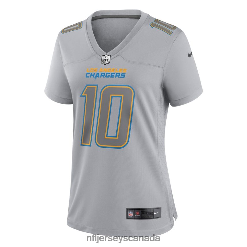 Women Los Angeles Chargers Justin Herbert Nike Gray Atmosphere Fashion Game Jersey Clothing NFL TBXFR64707