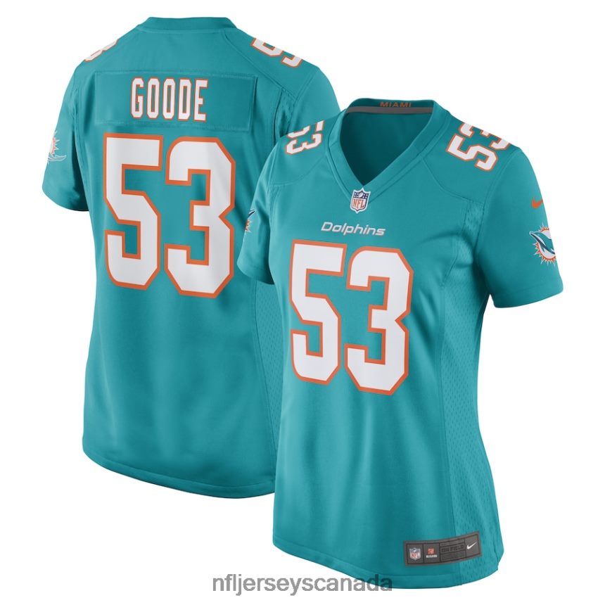 Women Miami Dolphins Cameron Goode Nike Aqua Game Player Jersey Clothing NFL TBXFR65622