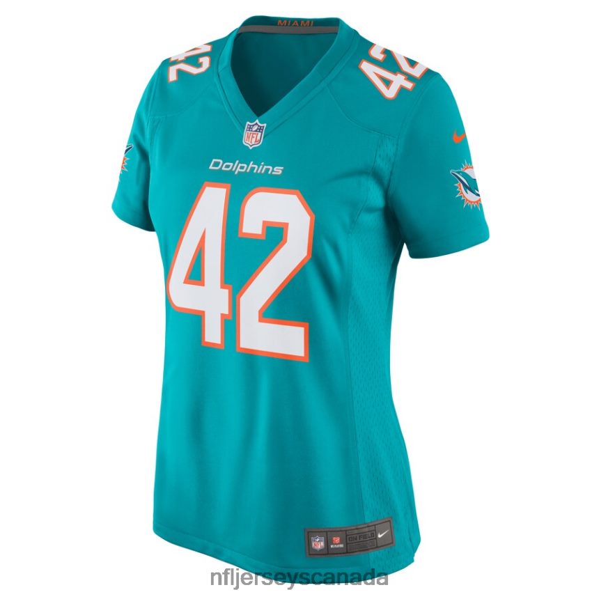 Women Miami Dolphins Clayton Fejedelem Nike Aqua Game Jersey Clothing NFL TBXFR66911