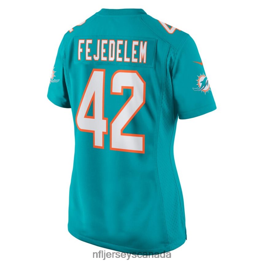 Women Miami Dolphins Clayton Fejedelem Nike Aqua Game Jersey Clothing NFL TBXFR66911