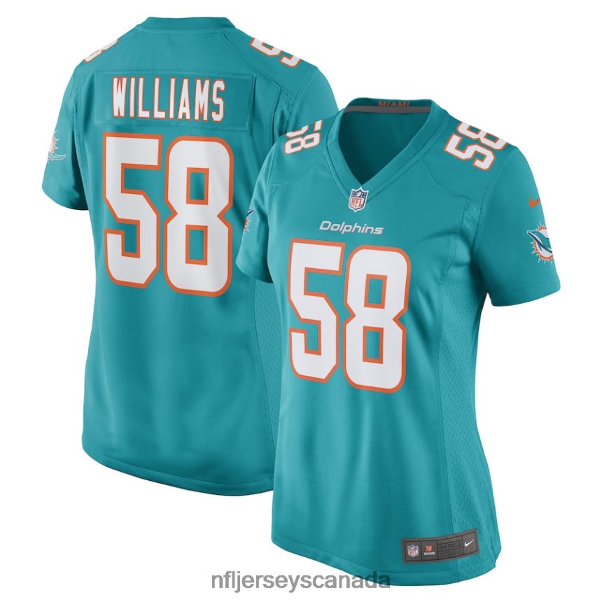 Women Miami Dolphins Connor Williams Nike Aqua Game Player Jersey Clothing NFL TBXFR66323