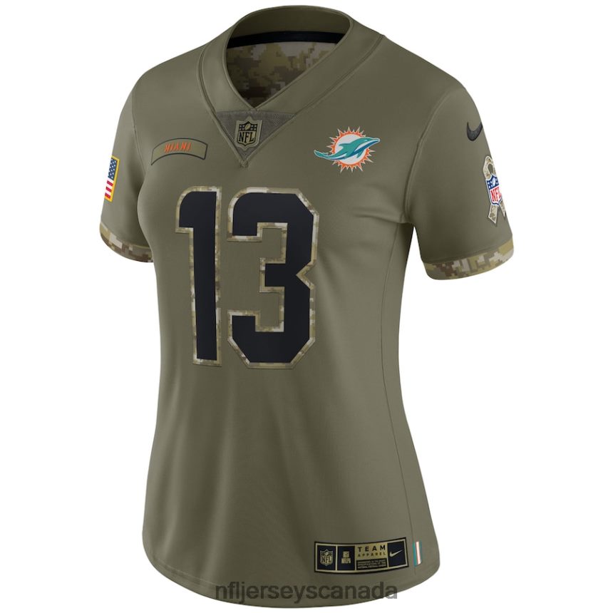 Women Miami Dolphins Dan Marino Nike Olive 2022 Salute To Service Retired Player Limited Jersey Clothing NFL TBXFR61881