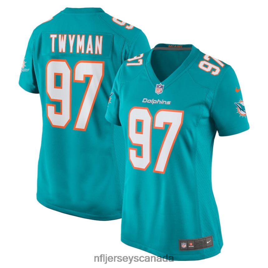 Women Miami Dolphins Jaylen Twyman Nike Aqua Home Game Player Jersey Clothing NFL TBXFR66268