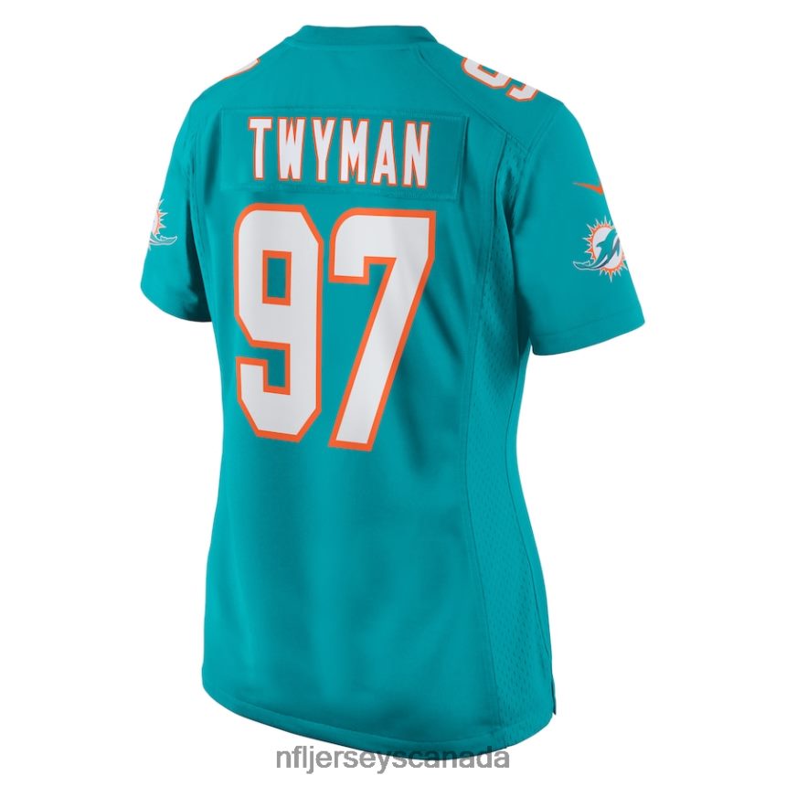 Women Miami Dolphins Jaylen Twyman Nike Aqua Home Game Player Jersey Clothing NFL TBXFR66268