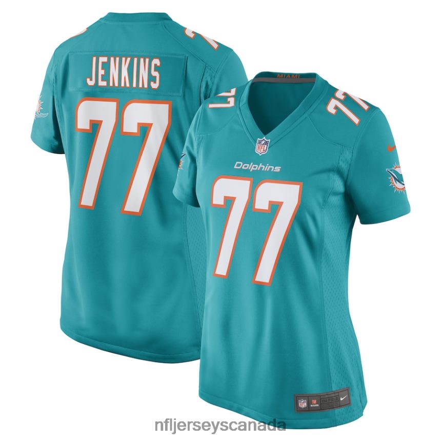 Women Miami Dolphins John Jenkins Nike Aqua Game Player Jersey Clothing NFL TBXFR66766