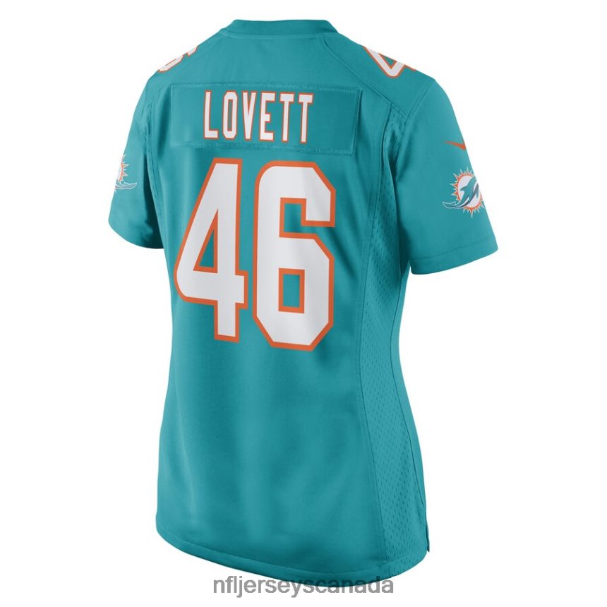 Women Miami Dolphins John Lovett Nike Aqua Game Player Jersey Clothing NFL TBXFR66426