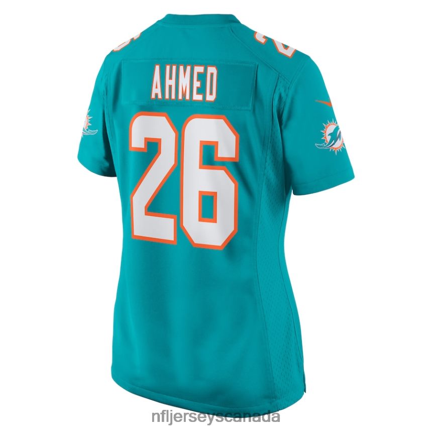 Women Miami Dolphins Salvon Ahmed Nike Aqua Game Jersey Clothing NFL TBXFR65008