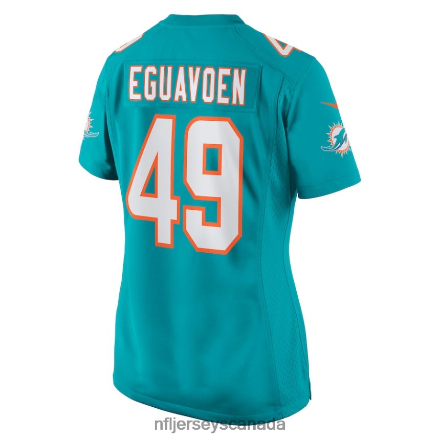 Women Miami Dolphins Sam Eguavoen Nike Aqua Game Jersey Clothing NFL TBXFR65908