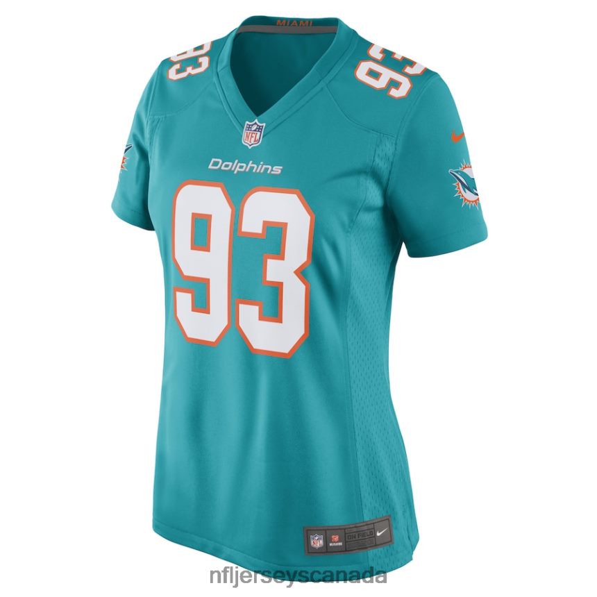 Women Miami Dolphins Trey Flowers Nike Aqua Game Player Jersey Clothing NFL TBXFR66516