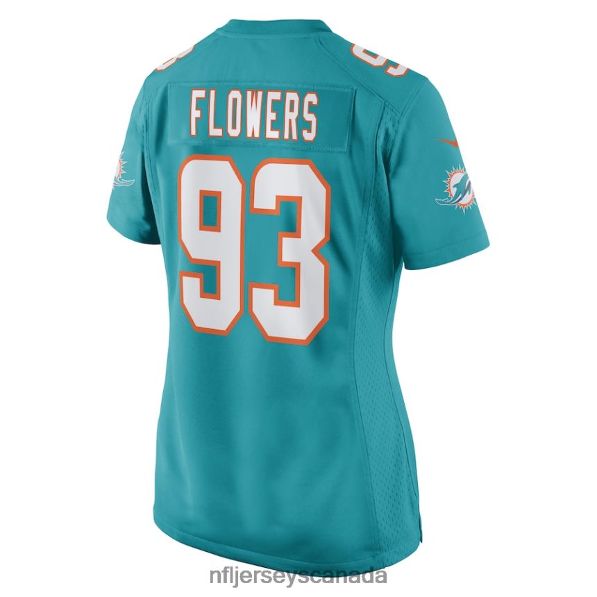 Women Miami Dolphins Trey Flowers Nike Aqua Game Player Jersey Clothing NFL TBXFR66516