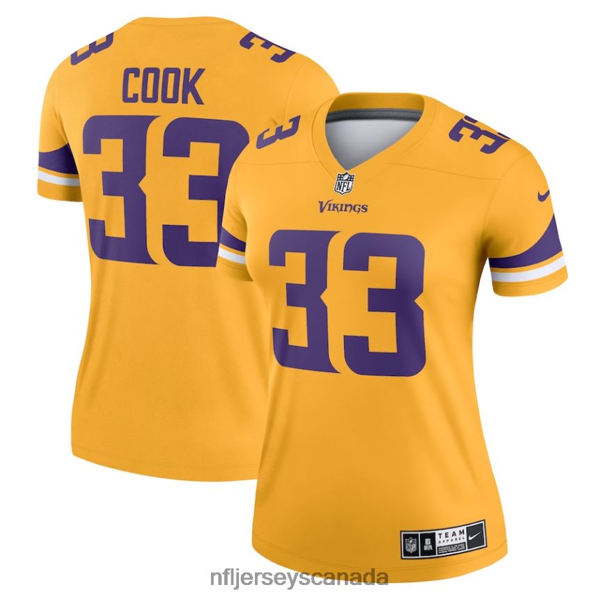 Women Minnesota Vikings Dalvin Cook Nike Gold Inverted Legend Jersey Clothing NFL TBXFR62051