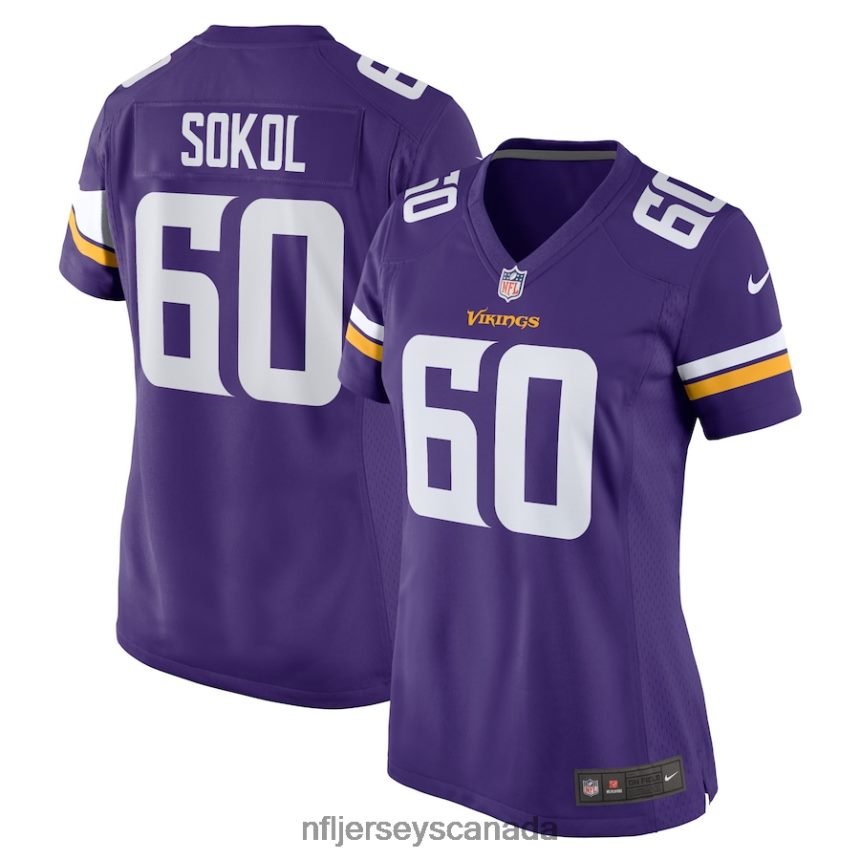 Women Minnesota Vikings Josh Sokol Nike Purple Home Game Player Jersey Clothing NFL TBXFR65293
