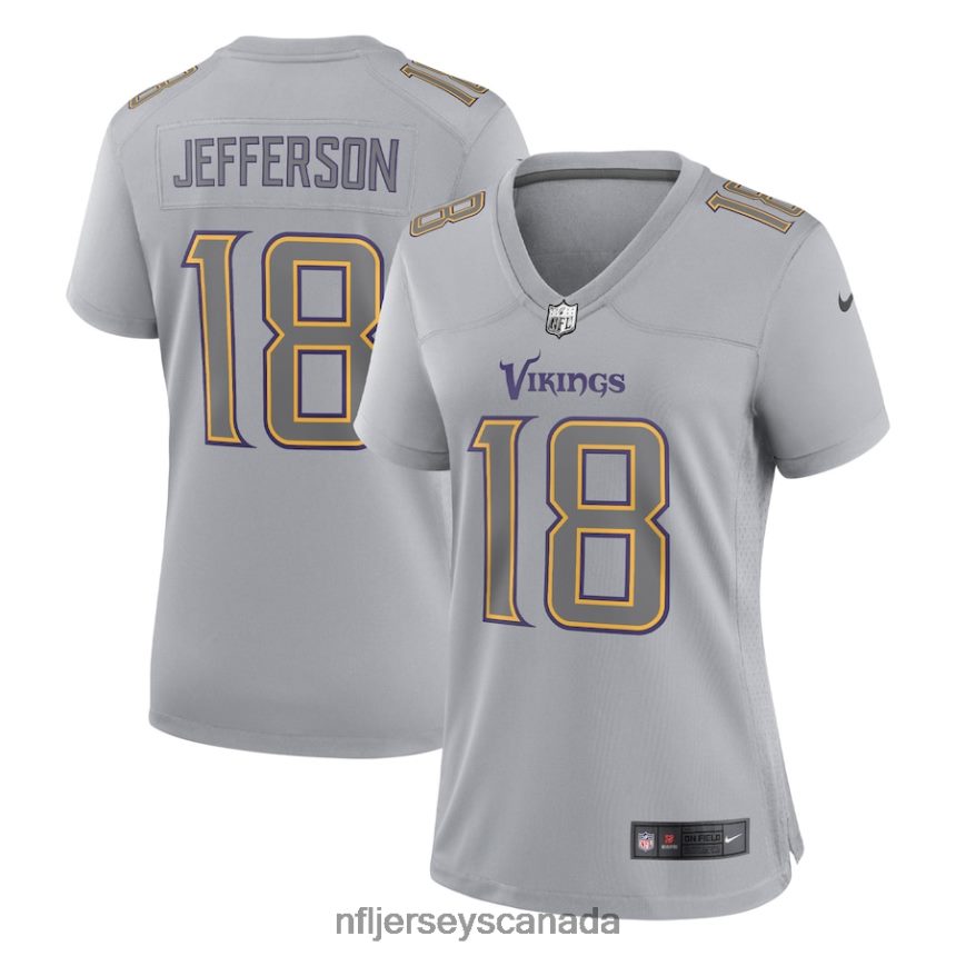Women Minnesota Vikings Justin Jefferson Nike Gray Atmosphere Fashion Game Jersey Clothing NFL TBXFR6586