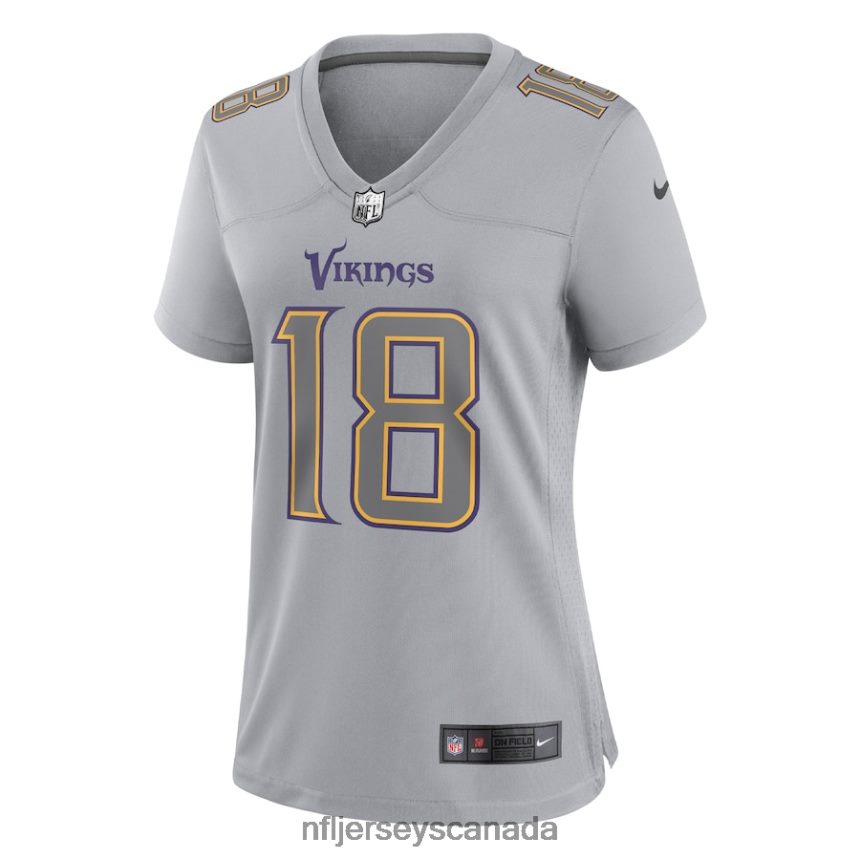 Women Minnesota Vikings Justin Jefferson Nike Gray Atmosphere Fashion Game Jersey Clothing NFL TBXFR6586