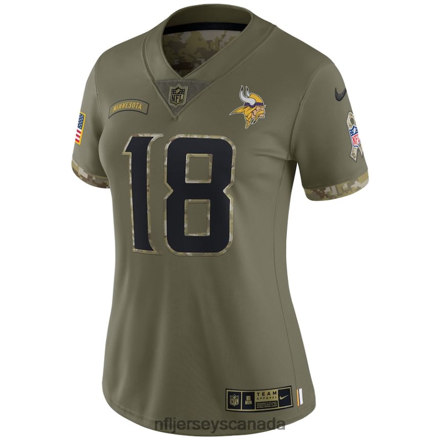 Women Minnesota Vikings Justin Jefferson Nike Olive 2022 Salute To Service Limited Jersey Clothing NFL TBXFR62342
