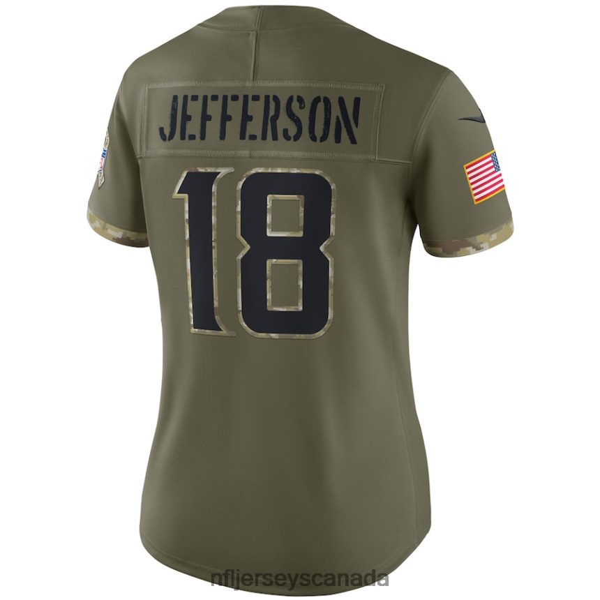 Women Minnesota Vikings Justin Jefferson Nike Olive 2022 Salute To Service Limited Jersey Clothing NFL TBXFR62342