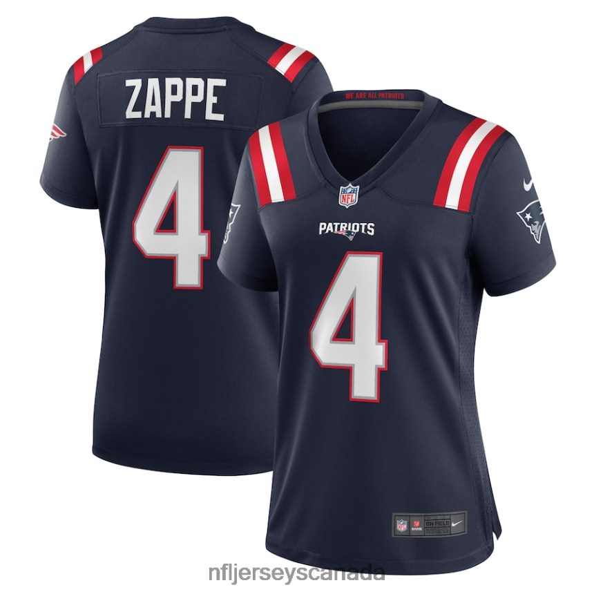 Women New England Patriots Bailey Zappe Nike Navy Game Player Jersey Clothing NFL TBXFR64008