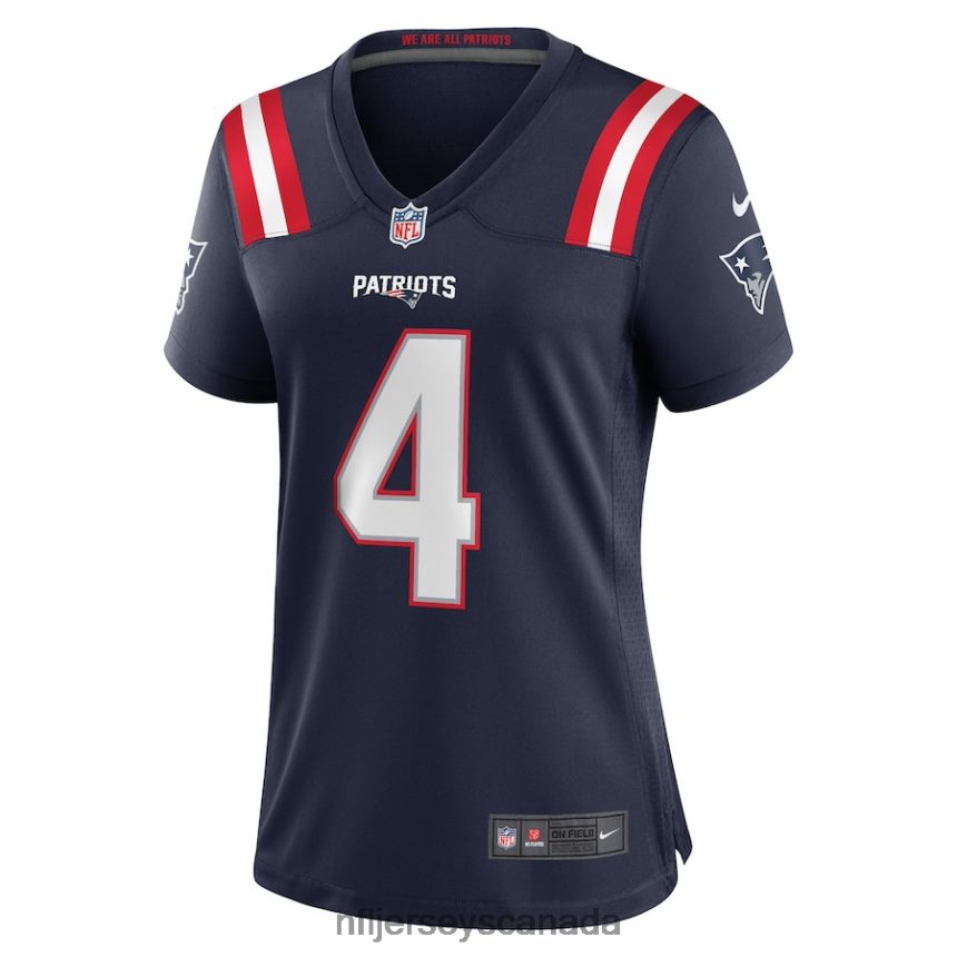 Women New England Patriots Bailey Zappe Nike Navy Game Player Jersey Clothing NFL TBXFR64008