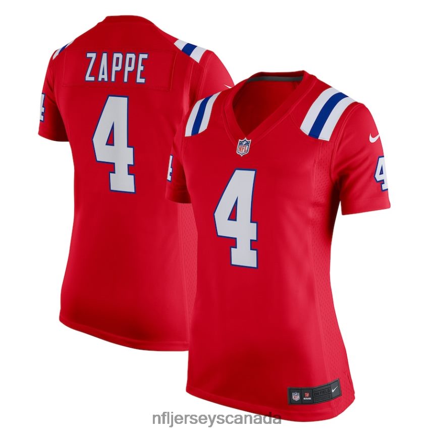 Women New England Patriots Bailey Zappe Nike Red Alternate Game Player Jersey Clothing NFL TBXFR65113