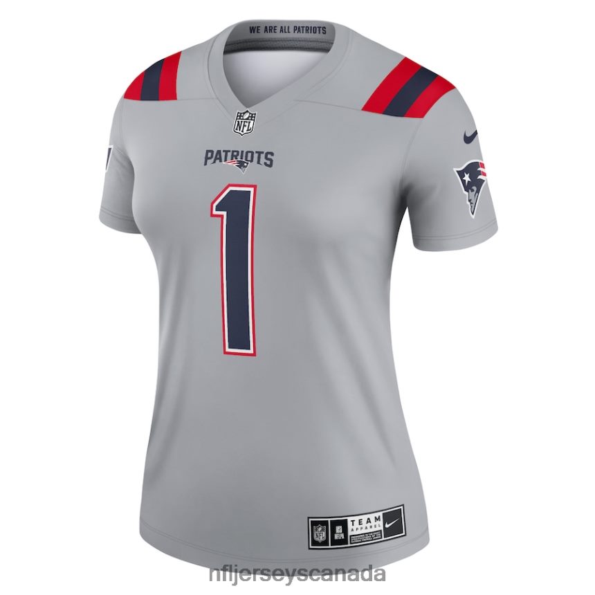 Women New England Patriots Cam Newton Nike Gray Inverted Legend Jersey Clothing NFL TBXFR64950