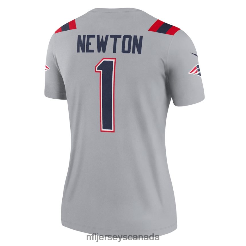 Women New England Patriots Cam Newton Nike Gray Inverted Legend Jersey Clothing NFL TBXFR64950
