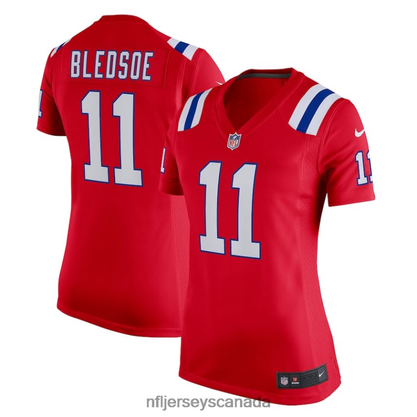 Women New England Patriots Drew Bledsoe Nike Red Retired Game Jersey Clothing NFL TBXFR66468