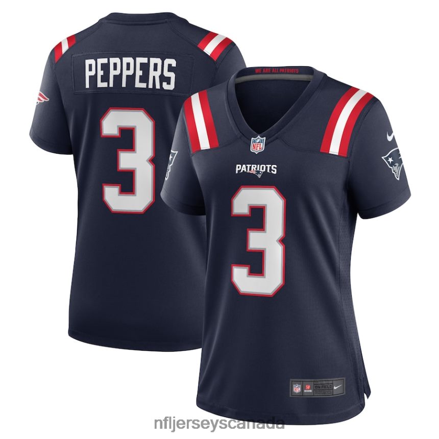 Women New England Patriots Jabrill Peppers Nike Navy Game Jersey Clothing NFL TBXFR65164