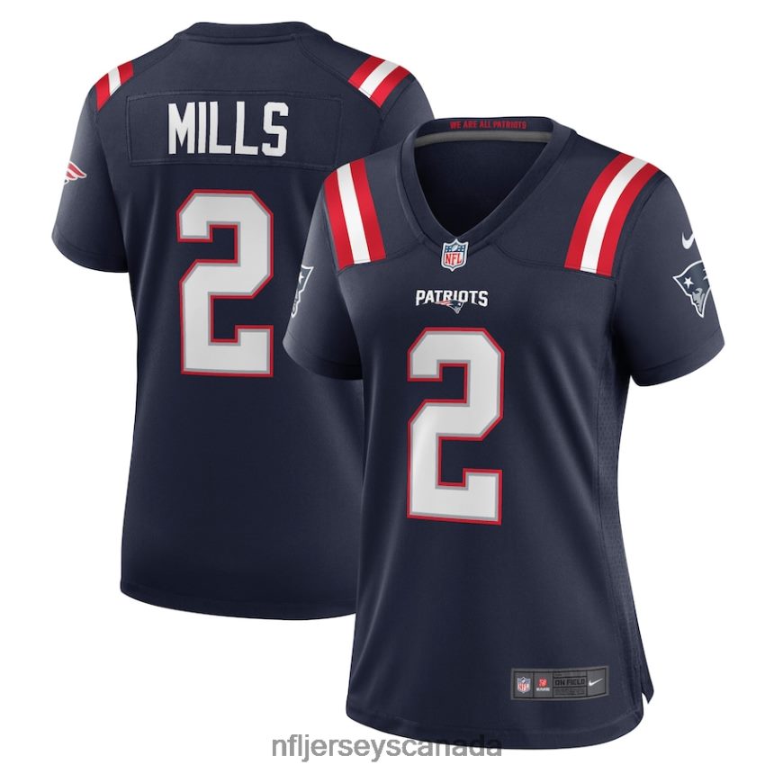 Women New England Patriots Jalen Mills Nike Navy Game Player Jersey Clothing NFL TBXFR64019