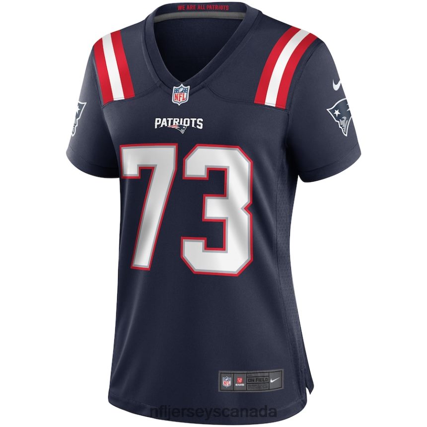 Women New England Patriots John Hannah Nike Navy Game Retired Player Jersey Clothing NFL TBXFR65157