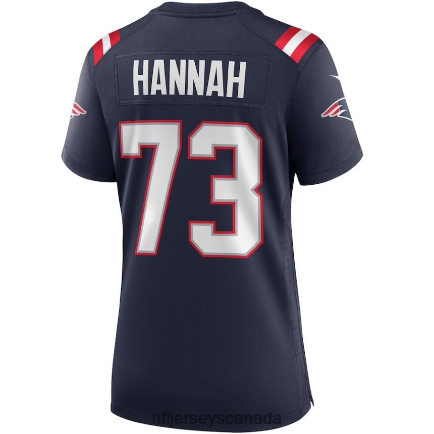 Women New England Patriots John Hannah Nike Navy Game Retired Player Jersey Clothing NFL TBXFR65157