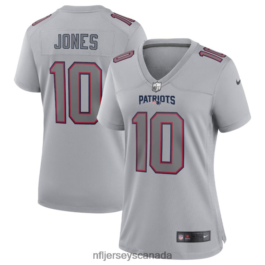 Women New England Patriots Mac Jones Nike Gray Atmosphere Fashion Game Jersey Clothing NFL TBXFR62042