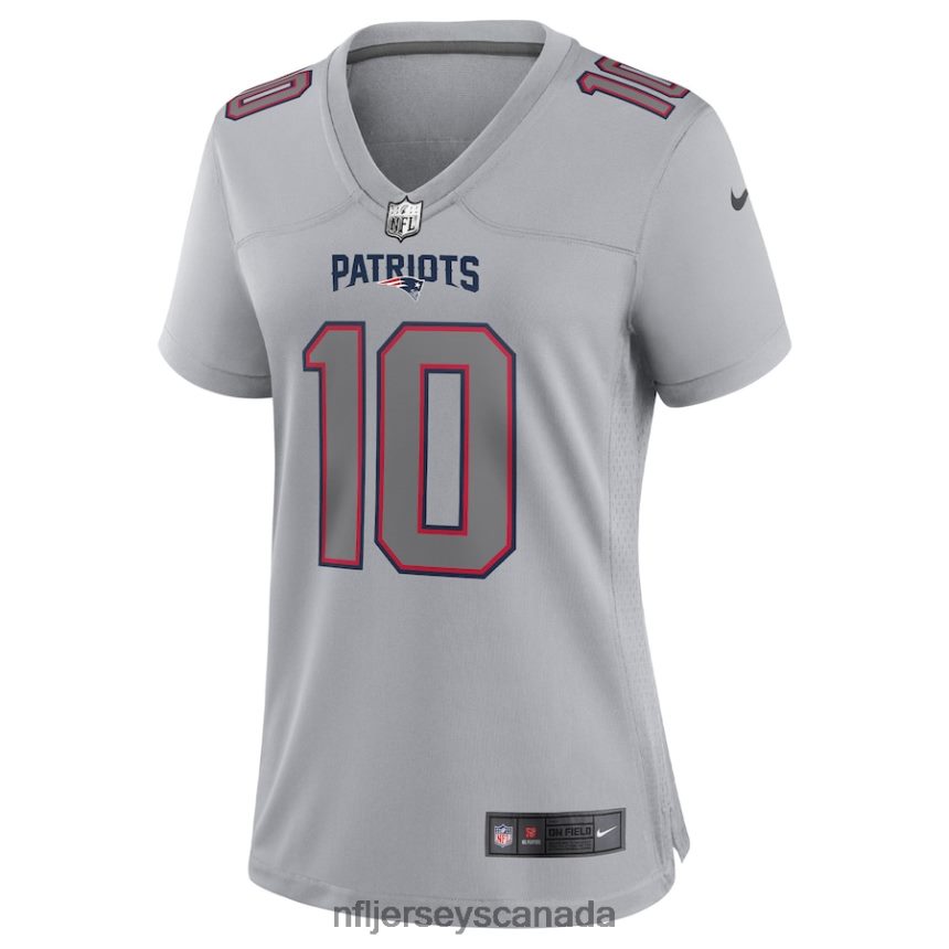 Women New England Patriots Mac Jones Nike Gray Atmosphere Fashion Game Jersey Clothing NFL TBXFR62042