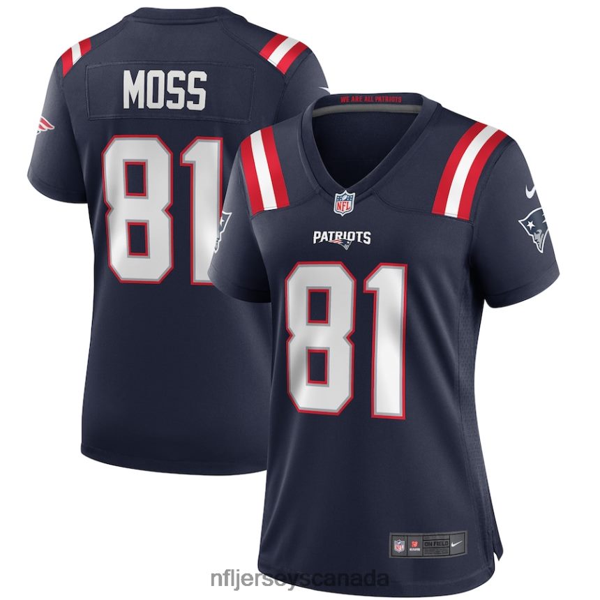 Women New England Patriots Randy Moss Nike Navy Game Retired Player Jersey Clothing NFL TBXFR63960
