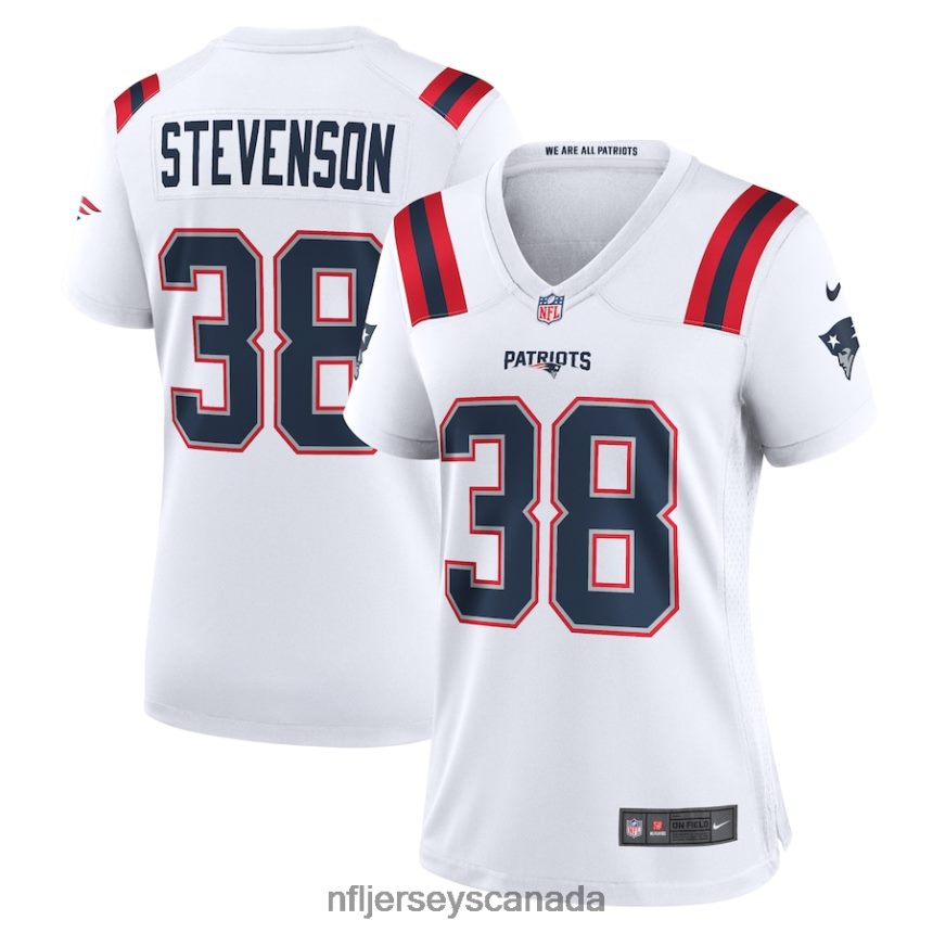 Women New England Patriots Rhamondre Stevenson Nike White Game Player Jersey Clothing NFL TBXFR63151