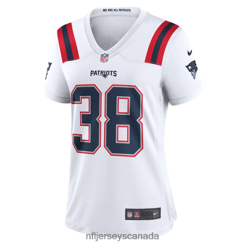 Women New England Patriots Rhamondre Stevenson Nike White Game Player Jersey Clothing NFL TBXFR63151