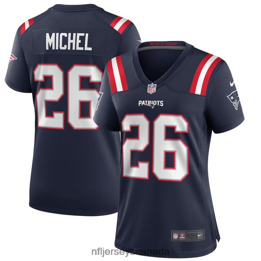 Women New England Patriots Sony Michel Nike Navy Game Jersey Clothing NFL TBXFR61899