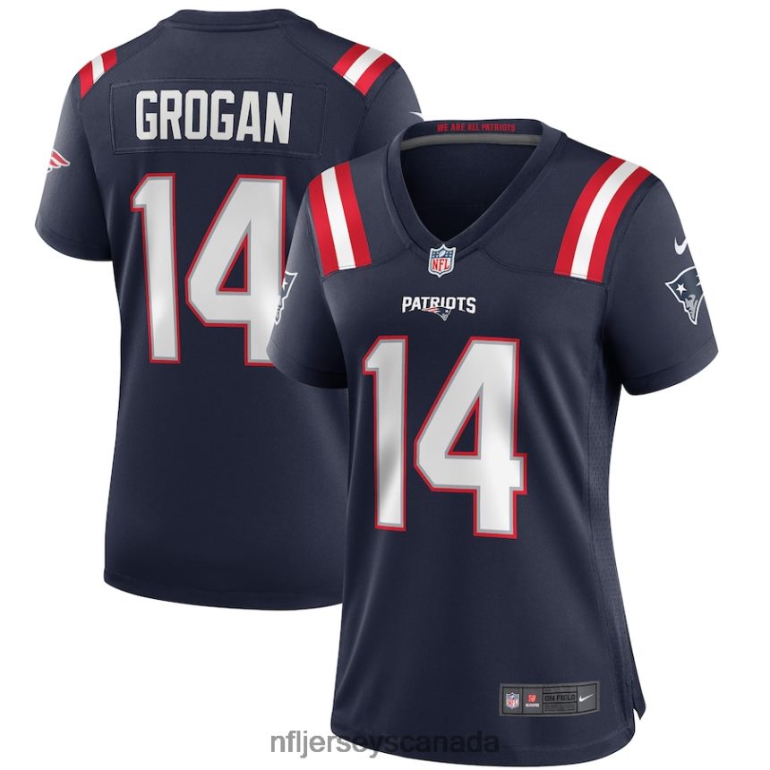Women New England Patriots Steve Grogan Nike Navy Game Retired Player Jersey Clothing NFL TBXFR64013