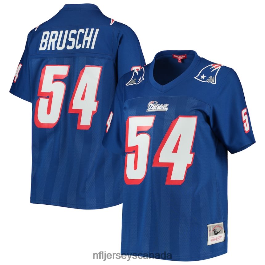 Women New England Patriots Tedy Bruschi Mitchell  Ness Royal Legacy Replica Player Jersey Clothing NFL TBXFR61863
