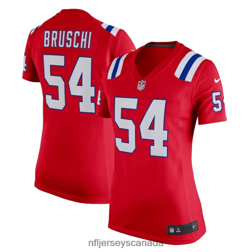 Women New England Patriots Tedy Bruschi Nike Red Retired Game Jersey Clothing NFL TBXFR66950