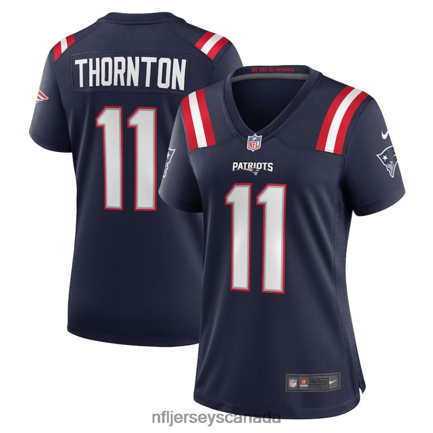 Women New England Patriots Tyquan Thornton Nike Navy Game Player Jersey Clothing NFL TBXFR63713