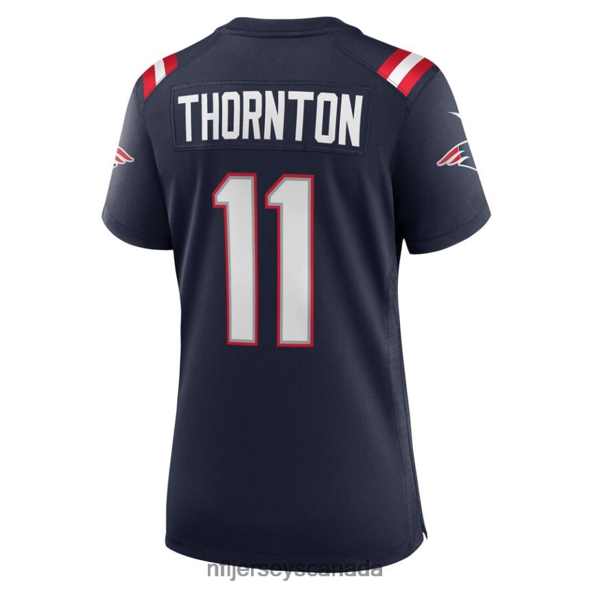 Women New England Patriots Tyquan Thornton Nike Navy Game Player Jersey Clothing NFL TBXFR63713