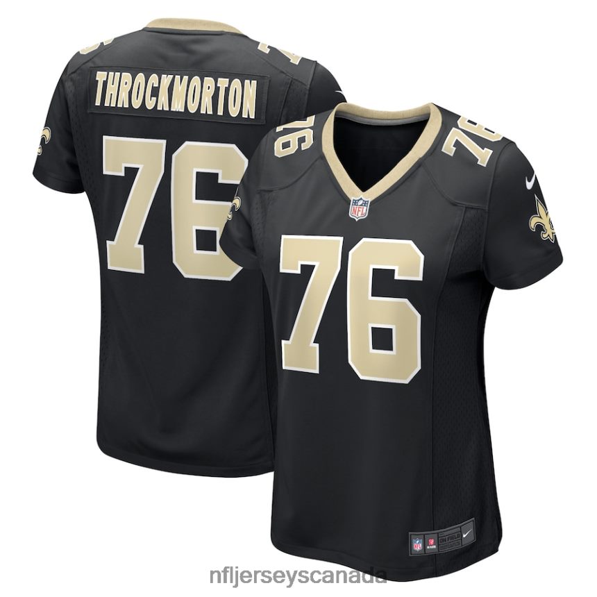 Women New Orleans Saints Calvin Throckmorton Nike Black Game Player Jersey Clothing NFL TBXFR63189