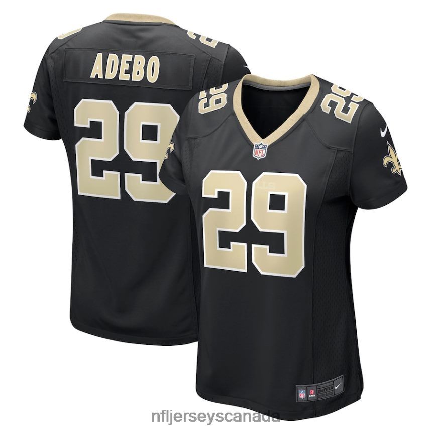 Women New Orleans Saints Paulson Adebo Nike Black Game Jersey Clothing NFL TBXFR65133
