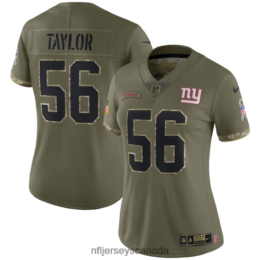 Women New York Giants Lawrence Taylor Nike Olive 2022 Salute To Service Retired Player Limited Jersey Clothing NFL TBXFR61310