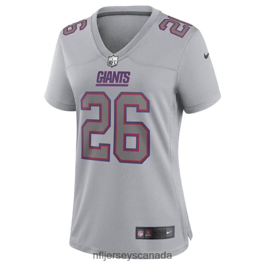 Women New York Giants Saquon Barkley Nike Gray Atmosphere Fashion Game Jersey Clothing NFL TBXFR61911