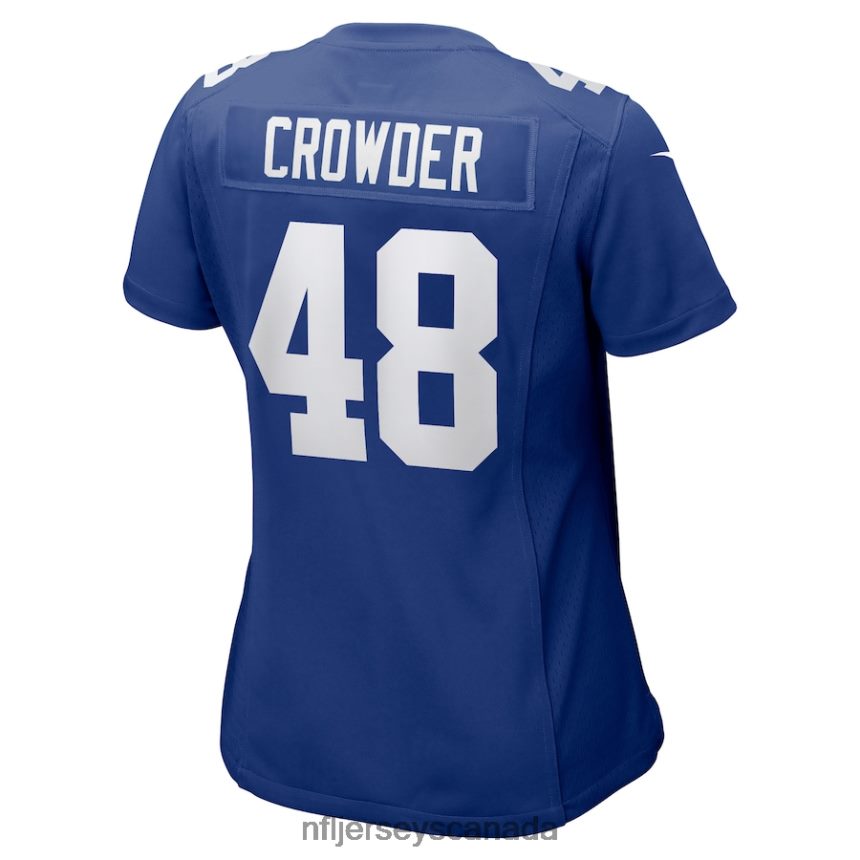 Women New York Giants Tae Crowder Nike Royal Team Game Jersey Clothing NFL TBXFR67026