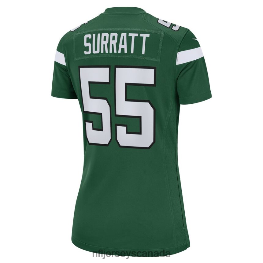 Women New York Jets Chazz Surratt Nike Gotham Green Game Player Jersey Clothing NFL TBXFR65050