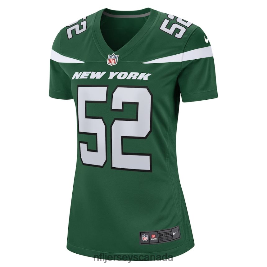 Women New York Jets Jermaine Johnson II Nike Gotham Green Game Player Jersey Clothing NFL TBXFR63923